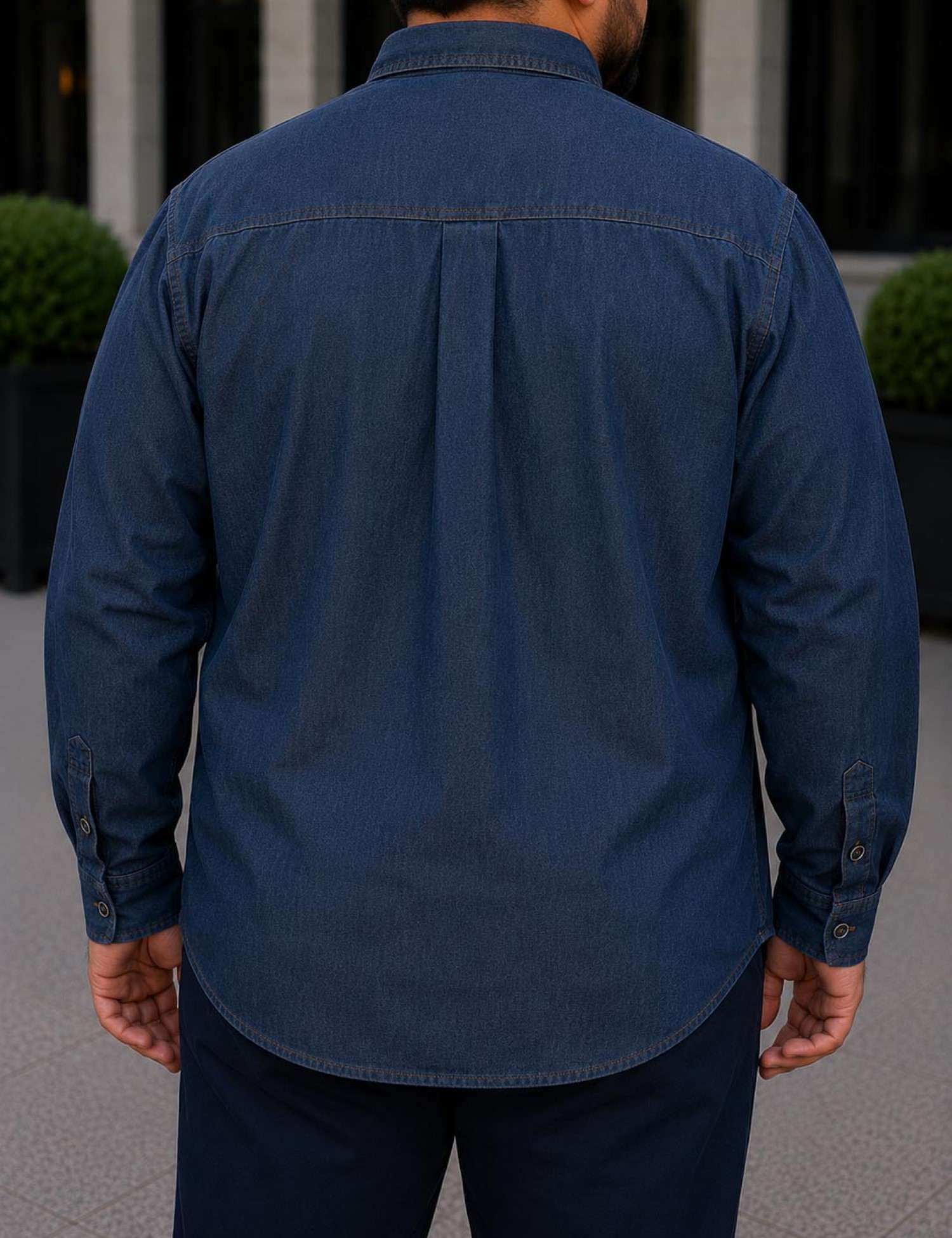 Ανδρικό με denim όψη μακρυμάνικο πουκάμισο με γιακά CA2525 φωτογραφία
